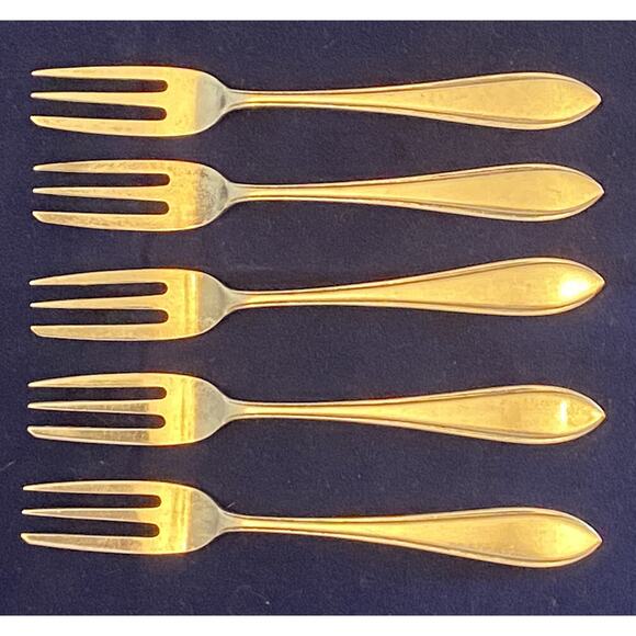 Five Dutch Dessert Cake 4 7/8" Forks Vintage Zilverstad Pleet 90 Silver Plate - Picture 2 of 8